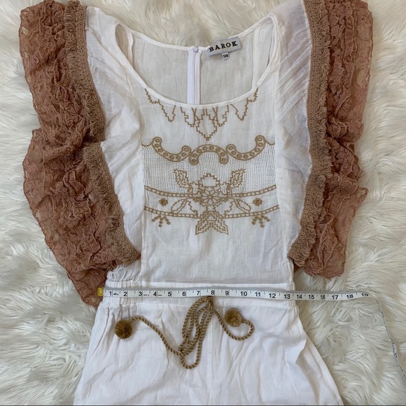 Barok linen ruffle lace shorts boho romper small - Picture 7 of 13